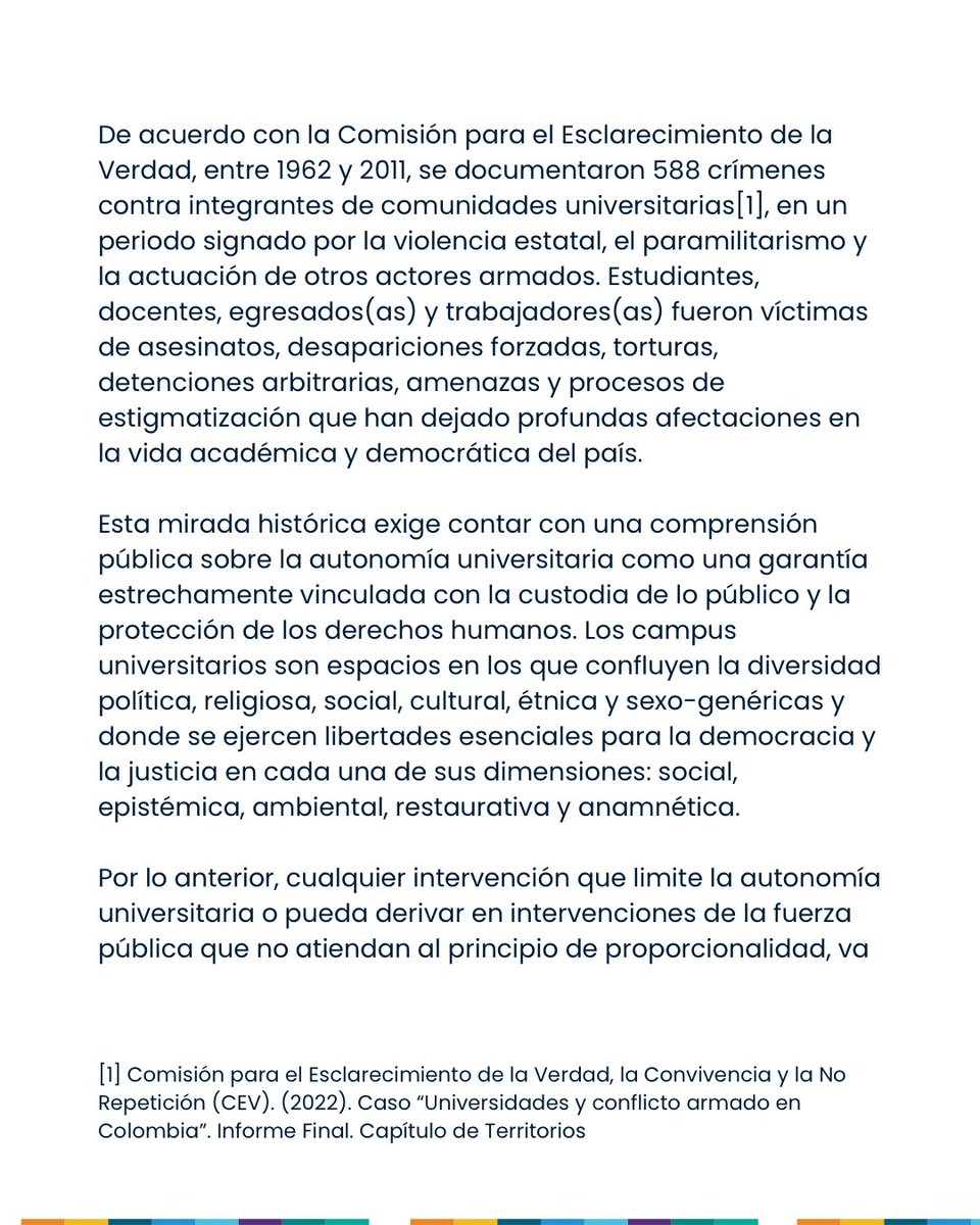 comunidadUPN's tweet photo. 🚨 El Consejo Académico de la Universidad Pedagógica Nacional se pronuncia frente a cualquier intervención que limite la autonomía universitaria y reafirma la importancia de protegerla como garantía de la libertad de pensamiento, la producción de conocimiento y la democracia. https://t.co/4cmDzb8Ky4