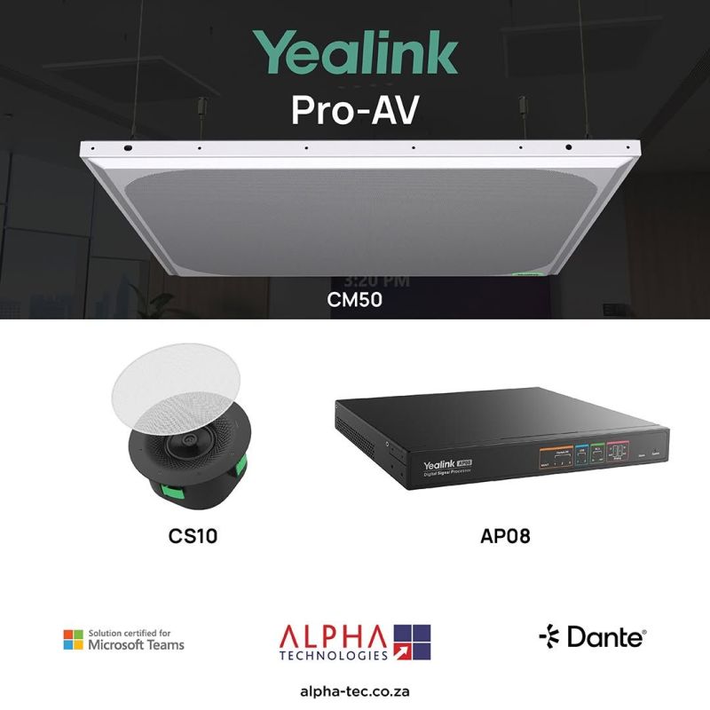 AlphaTechSA's tweet photo. Yealink Pro AV products are available from Alpha Technologies in #SouthAfrica

Contact you Alpha Sales Person today for more information.

https://t.co/ZTfq54rqxI

#AlphaSA
#Yealink
#ProAV
#Dante https://t.co/dx8RrxXqWG