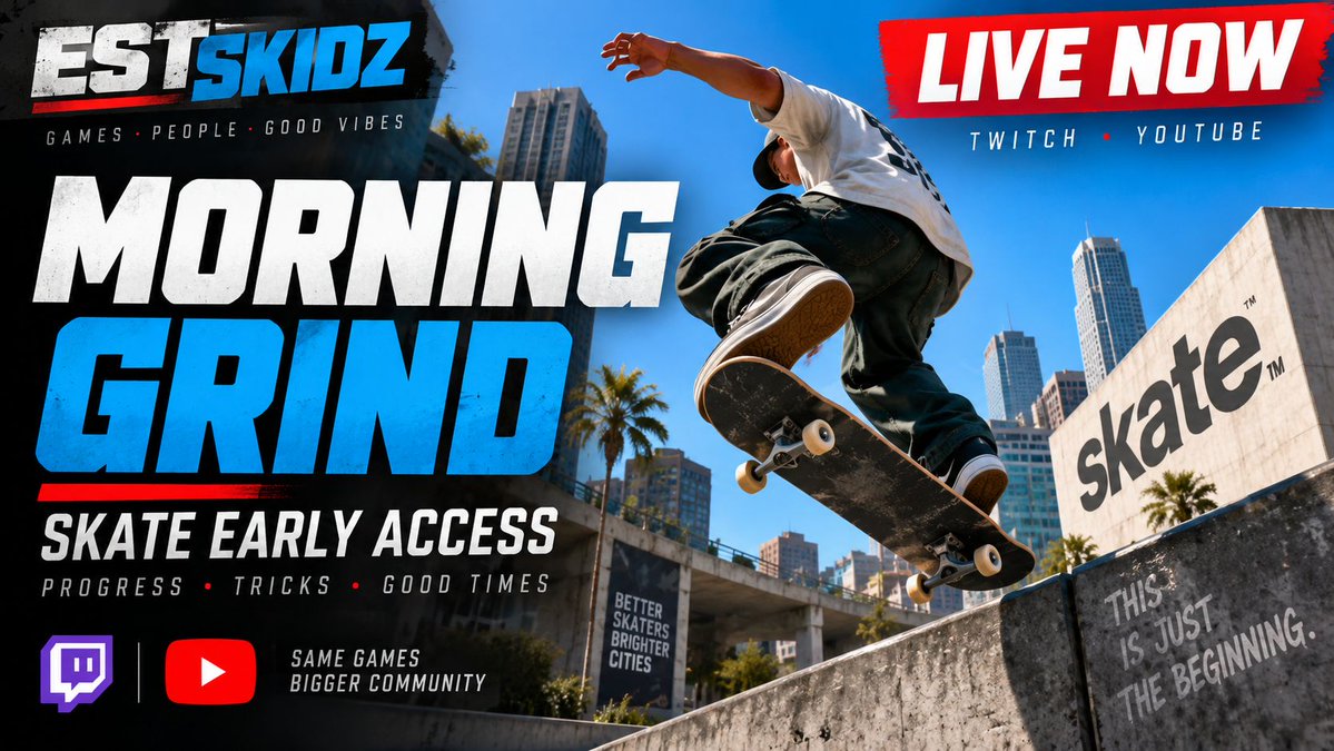 EstSkidz's tweet photo. 🛹 MONDAY MORNING GRIND!

We’re LIVE and jumping back into skate. Early Access to keep the playthrough going. Come hang out! 🔥

🟣 https://t.co/evaVqoVhDU
🔴 https://t.co/gm88hBkeYq

Every Game Matters. https://t.co/6v7HVce1oa