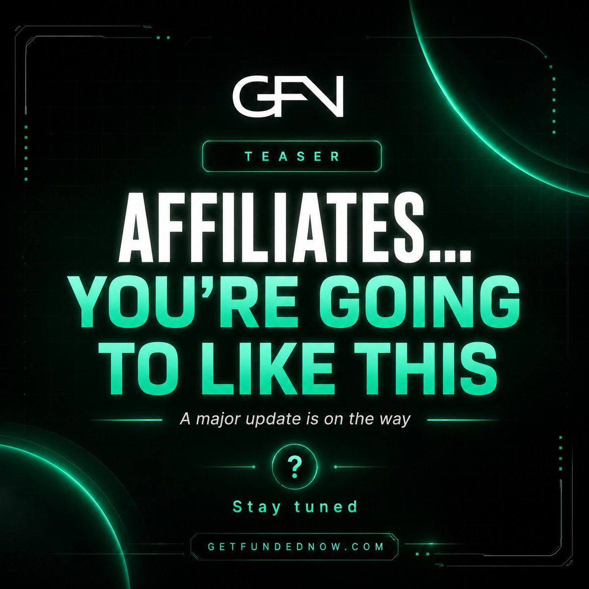 getfundednowfx's tweet photo. Affiliates… what do you think this update could be? 😏

A major affiliate update is on the way, and we’re excited about it.

Drop your guesses below and let’s see who gets closest. https://t.co/WAyQrRdcce