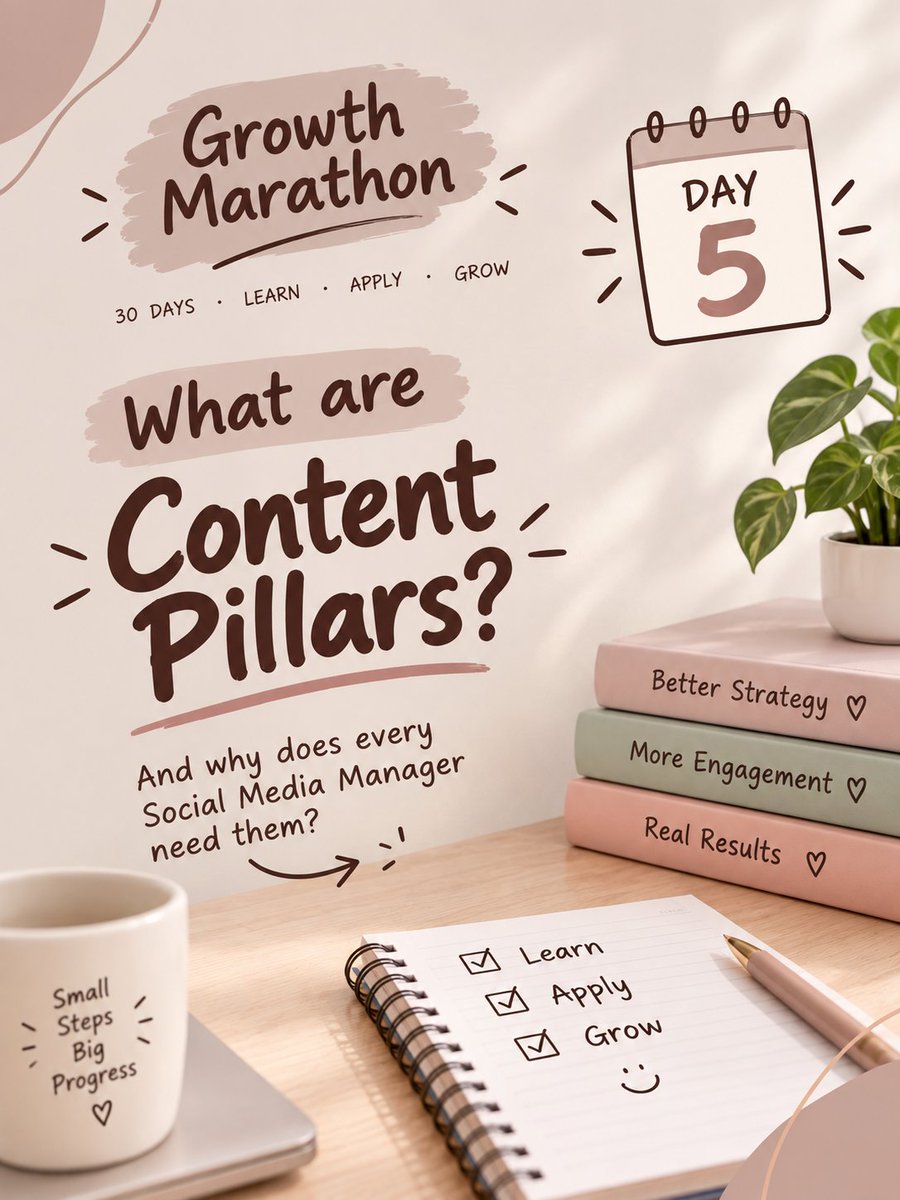 CPrecious200000's tweet photo. Day 5 🏃🏽‍♀️
Today I learned about Content Pillars.

And honestly, they sound more complicated than they are. 😂

They're simply the main topics a brand consistently creates content around.

#becomingabettersocialmediamanager
#growthMarathon
#complexmadesimple https://t.co/0v4ECkikaX