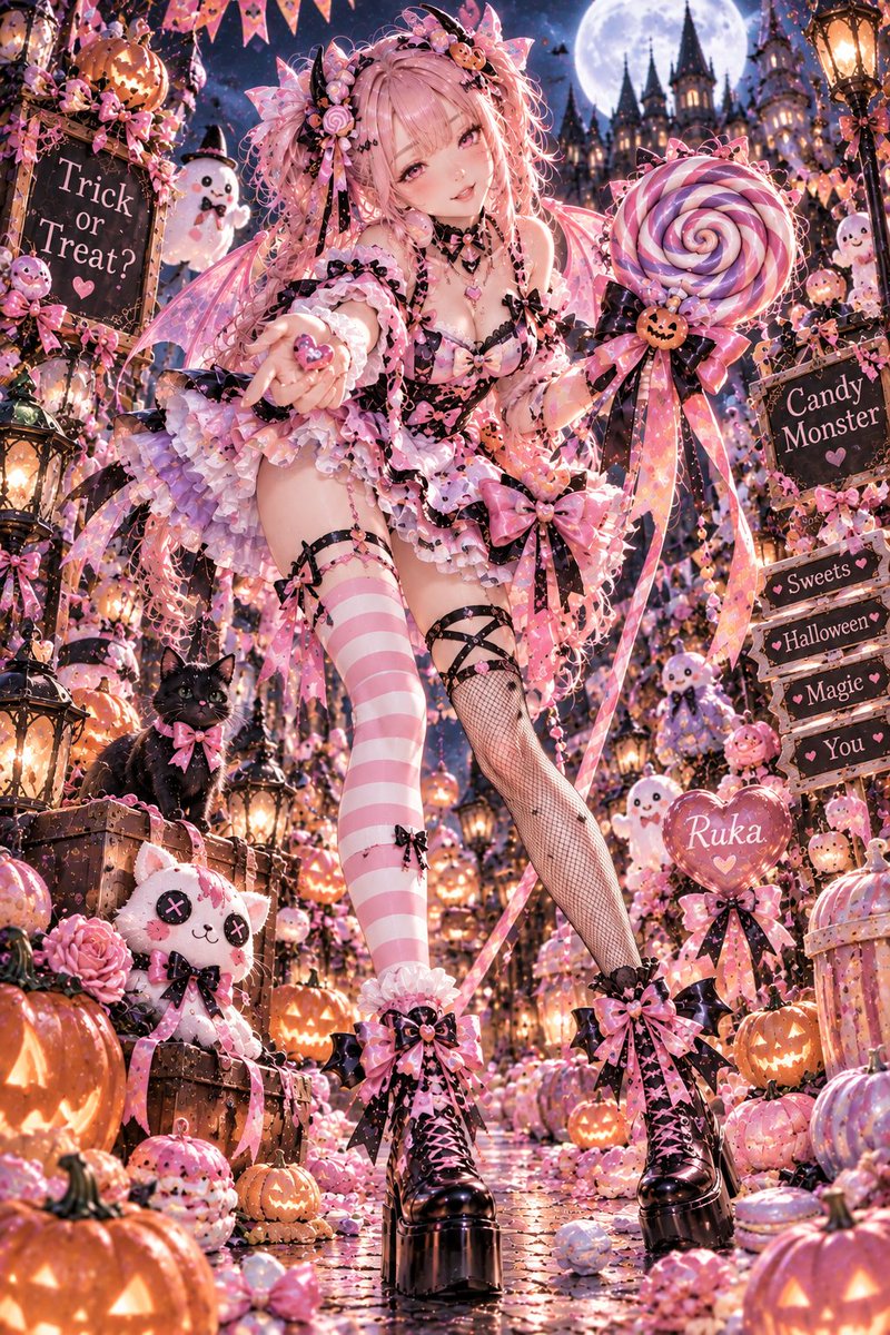 ryuka0212ryuka's tweet photo. https://t.co/ZUcbXDUme5

Halloween BGMてきなもの。作ってみた。
ChatGPT曰く、“キャンディみたいなモンスター”の雰囲気だと。

Candy or Magic？

 #Suno #SunoAI #AI音楽 #Halloween   #AIイラスト https://t.co/DKuXwP537s