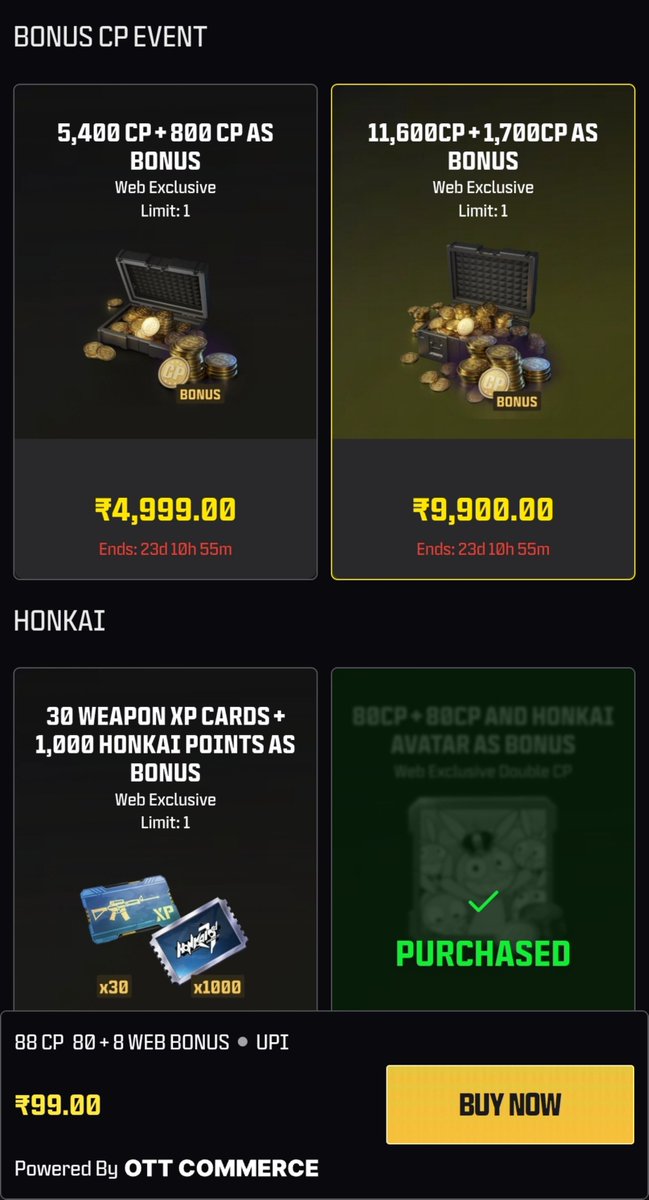 Lstseeker's tweet photo. BONUS COD POINTS EVENT IS NOW LIVE!
Global players can now grab Bonus COD Points through the CODM Web Store! 👀
#CODM #CallOfDutyMobile #CODMobile #CODPoints #CODMWebStore #CODMNews https://t.co/8Du7ISpgyq