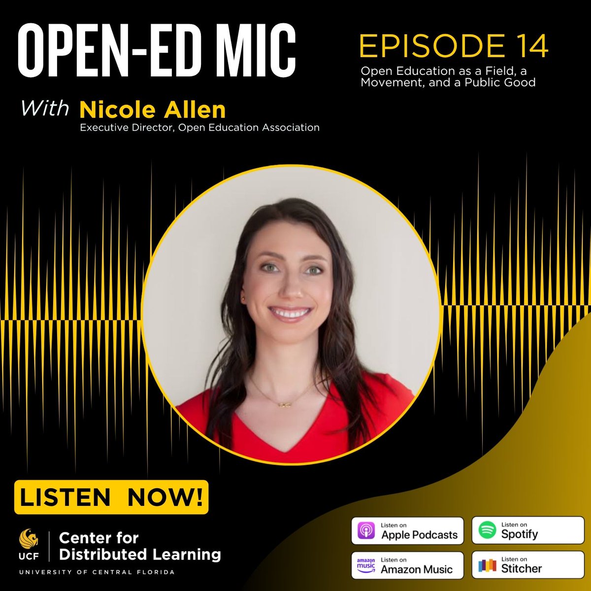 UCFDigitalLearn's tweet photo. In the latest episode of Open-Ed Mic, we’re joined by Nicole Allen, executive director of the Open Education Association, to discuss her journey, open education policy and the future of the movement.

Listen here: https://t.co/CLc8lQad0v https://t.co/T6DhmkSLLu