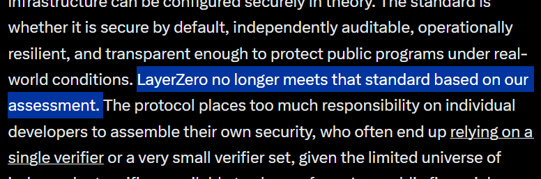 TheLinkPanda's tweet photo. Another DEVESTATING investigation that concludes AGAINST @LayerZero_Core 

It is now painfully obvious why the migration to the @chainlink cross-chain standard is happening.

It doesn't matter how much money VC's pump into LZ, at its core, it is untrustworthy. https://t.co/5go1alIzOG