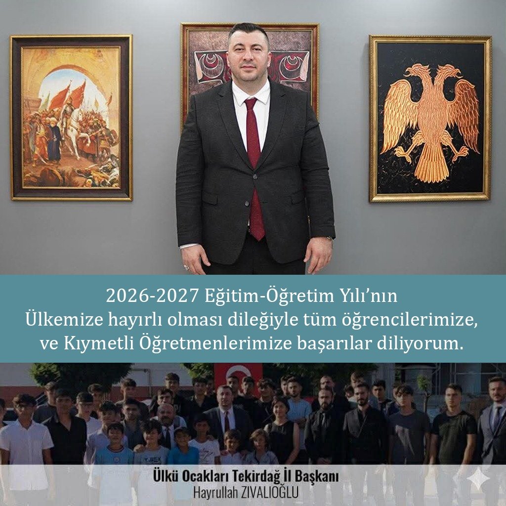 ulkuocaklari059's tweet photo. 2026-2027 Eğitim-Öğretim Yılı’nın ülkemize hayırlı olması dileğiyle tüm öğrencilerimize ve Kıymetli öğretmenlerimize başarılar diliyorum

Ülkü Ocakları Tekirdağ İl Başkanı
Hayrullah ZIVALIOĞLU https://t.co/rE00iBvsTm