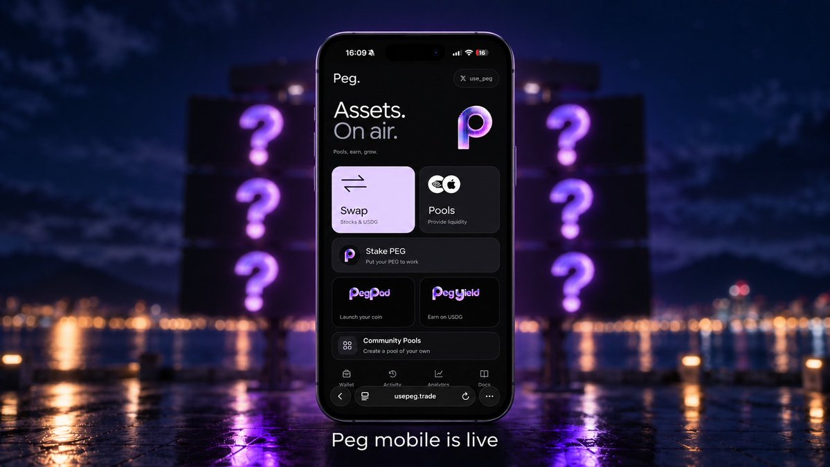 use_peg's tweet photo. Peg mobile is live.

You can provide liquidity, stake, launch, farm from your phone now

https://t.co/L8QB3ZDSr5 https://t.co/JBGpchwyKG