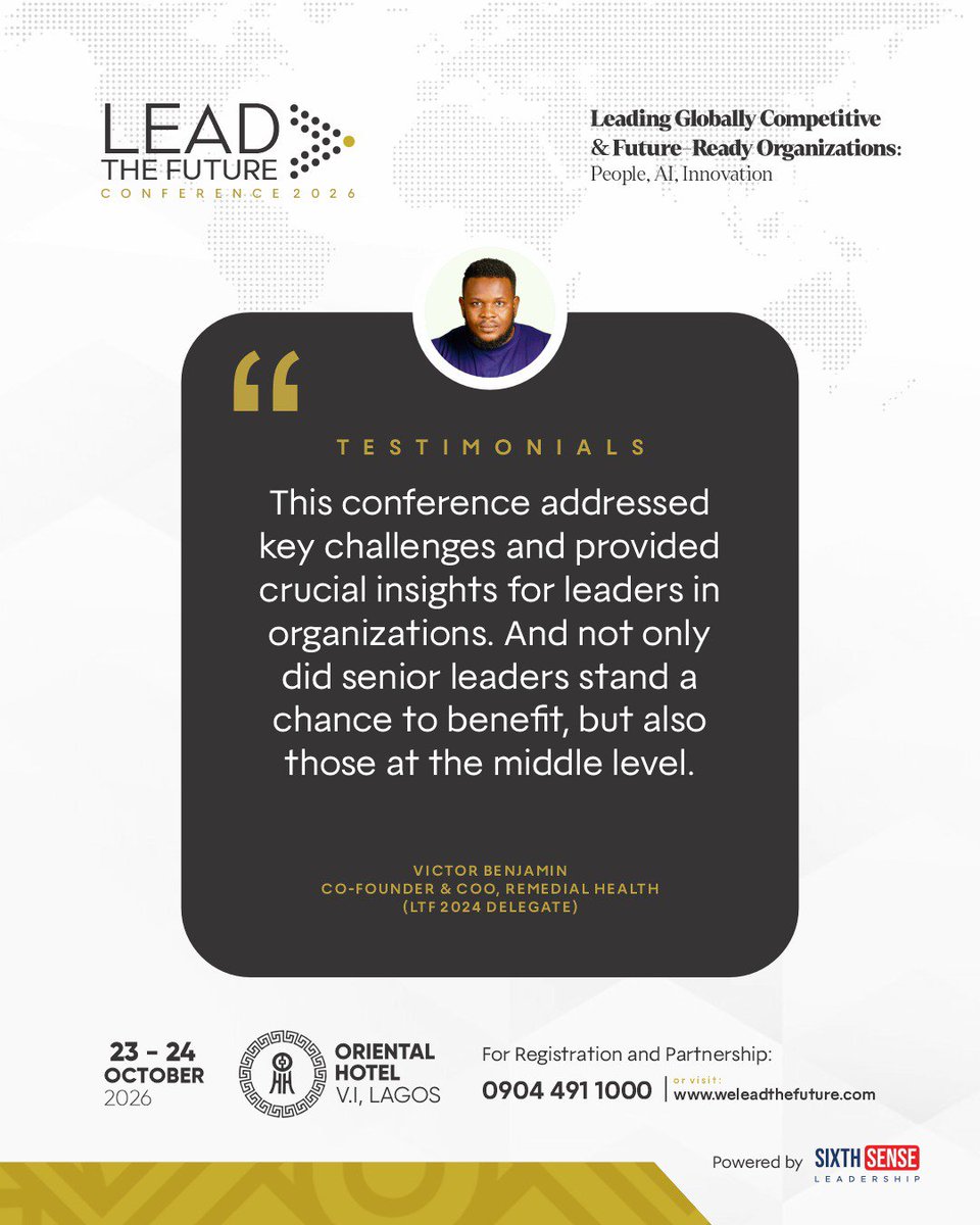 lead_thefuture's tweet photo. The most dangerous position any leader can be in right now is comfort. 

The pace of change has never been this fast — and it will never be this slow again. The leaders at LTF 2026 have already decided which side of that equation they are on. 

https://t.co/aXXmSQAmex 

#LTF2026 https://t.co/nv64BebTgW