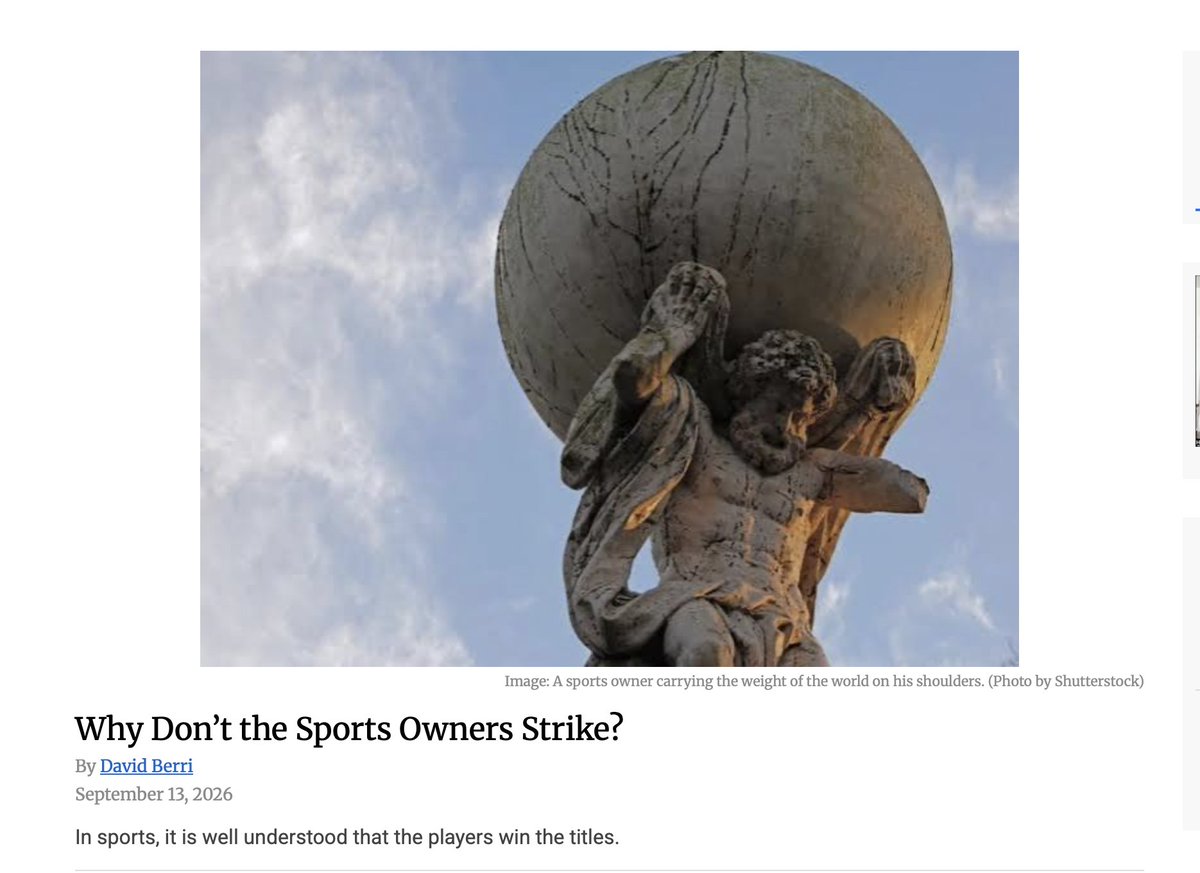 halsinger's tweet photo. Fun piece by sports economist @wagesofwins (David Berri) in @TheSlingOrg, asking why sports owners don't put their money with their mouth is and go on strike. Maybe because they don't generate any real value? 🤷‍♂️

https://t.co/QrqkRWYjNX https://t.co/olJDS3AQNK
