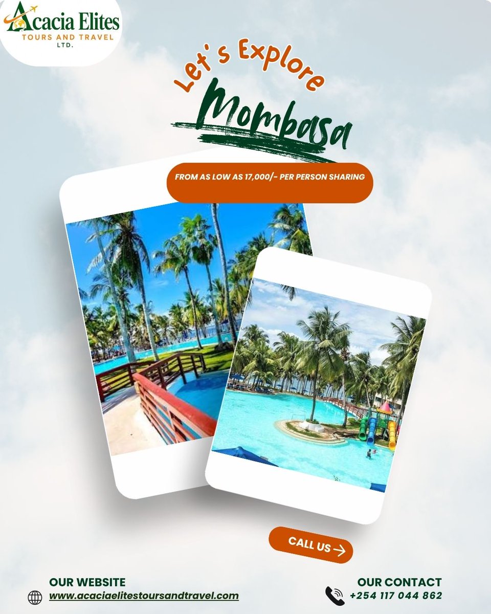AcaciaElites's tweet photo. From ocean views to unforgettable coastal experiences, let Mombasa be your next beautiful escape.

At Acacia Elites we tailor the journey, you enjoy the experience.

Ready to make your escape?
📲 Call or WhatsApp us on +254 117 044 862
📧 info@acaciaelitestoursandtravel.com https://t.co/fRj3eca0dz