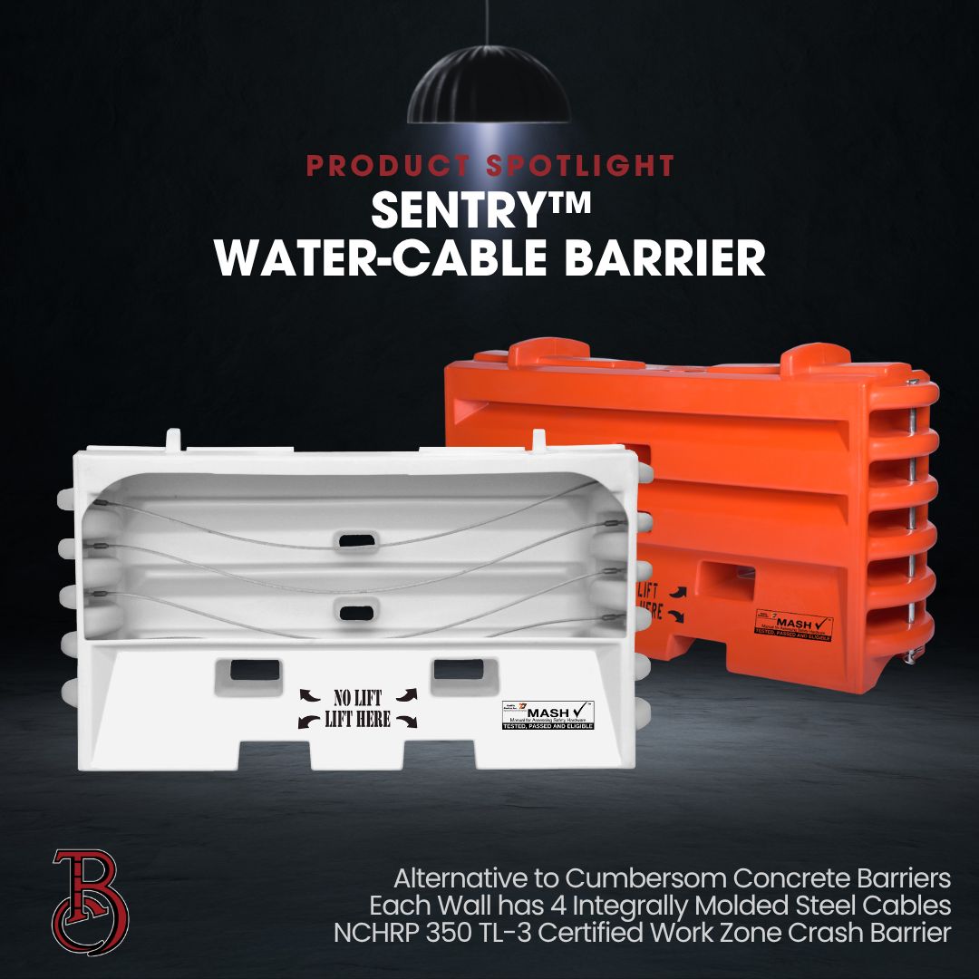 Team__Blueprint's tweet photo. 📣 Product Spotlight: TrafFix Sentry™ Water-Cable Barrier  

🚧 NCHRP 350 TL-3 Certified
⚠️ Tested up to 62.5 MPH
🔩 Interlocking connection system
💪 Four internal steel cables

#TeamBlueprint #WorkZoneSafety #TrafficSafety #RoadSafety #SafetyBarrier https://t.co/f2b4qLxnPP