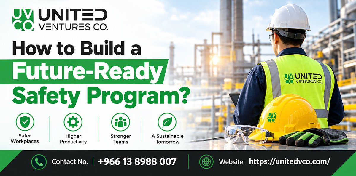 fruniform's tweet photo. How to Build a Future-Ready Safety Program?

Strengthen workplace safety with smarter risk management, reliable PPE, advanced technology, and trusted industrial supplies from United Ventures Co.

Read More: https://t.co/8qLaOIyxGq

#wholesaleandindustrialsupplies #saudiarabia https://t.co/C74kujufJc