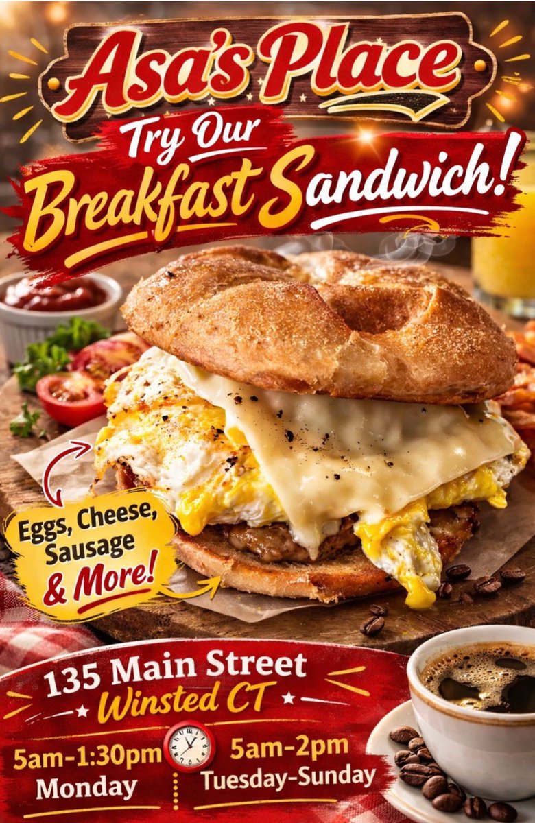 AsasPlace's tweet photo. #placetoeat #lunch #winsted #breakfast #litchfieldcounty https://t.co/9TBr5fBdXN