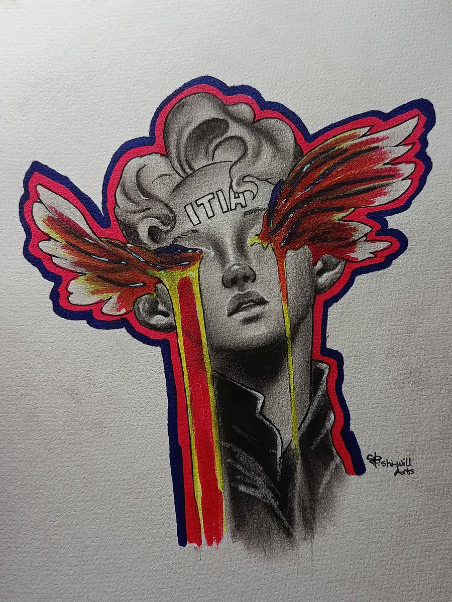 Shiwi11arts's tweet photo. My Entry for ITIA IRL CREATIVE CONTEST 🌍 🎨 

This is what ITIA feel like to me, the creative mindflow of beauty and colour that bleeds out into the real world. Boundless appreciation of art and expression, the feeling of fulfilment; ecstasy.

I wanted to create something that jump expresses that and so I came up with this piece.

Thank you. Love
#ITIACONTEST