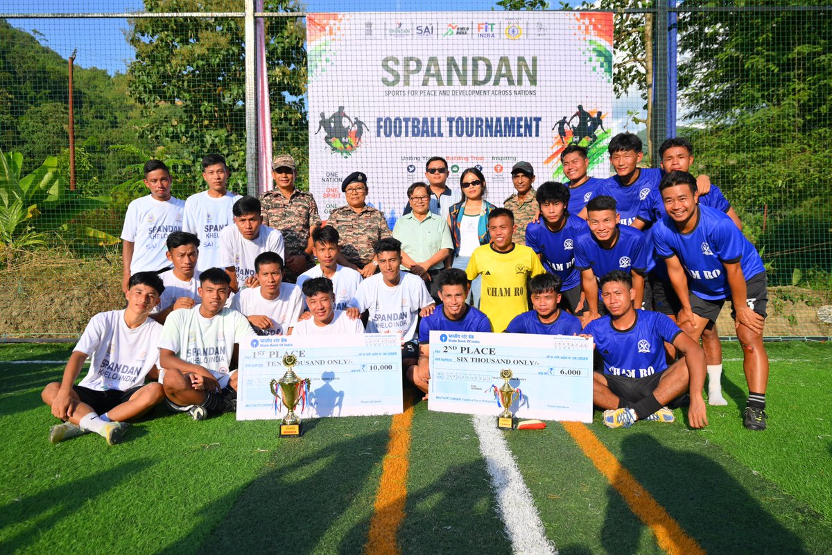 86Bncrpf's tweet photo. In the Final match of Football Tournament organized by 86Bn CRPF under the aegis of IG M&amp;N Sector &amp; under the supervision of Commandant 86Bn CRPF held at Noney, Manipur w.e.f 11-14 September 2026 under SPANDAN, the Nungtek Youth Club (NYC) emerged victory with a score of 3–1. https://t.co/wmJjnXqwb6