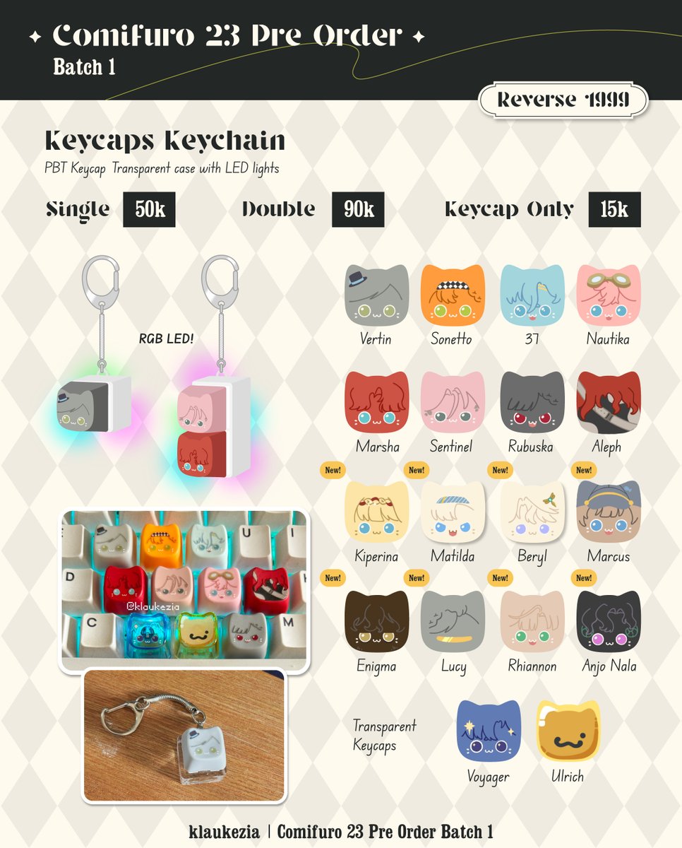 klaukezia's tweet photo. ✨Klaukezia’s #CF23 Pre Order Batch 1 is open✨
❤️+🔁is appreciated! 
🗓️PO Period : 14-20 September 2026
🔗Form in reply
⭐️Reverse 1999 | Original | HSR | Genshin
��️GO &amp; international order pls DM

#CF23catalogue #Comifuro23 #comifuro23catalogue
(1/4) https://t.co/qtpBm85MrV