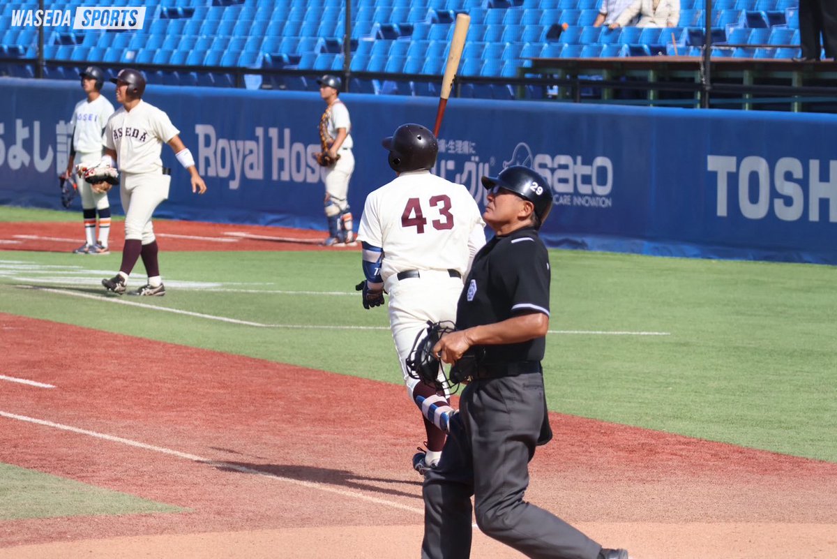 sousupobaseball's tweet photo. 敗れはしましたが、#川尻結大（スポ１＝宮城・仙台育英）が２打席連続本塁打！
３戦３発で本塁打ランキングトップです👑

一打を写真で振り返ります📸
#川尻結大 #sousupobaseball #waseda #早稲田 #六大学野球 https://t.co/rRn0XP9m4R
