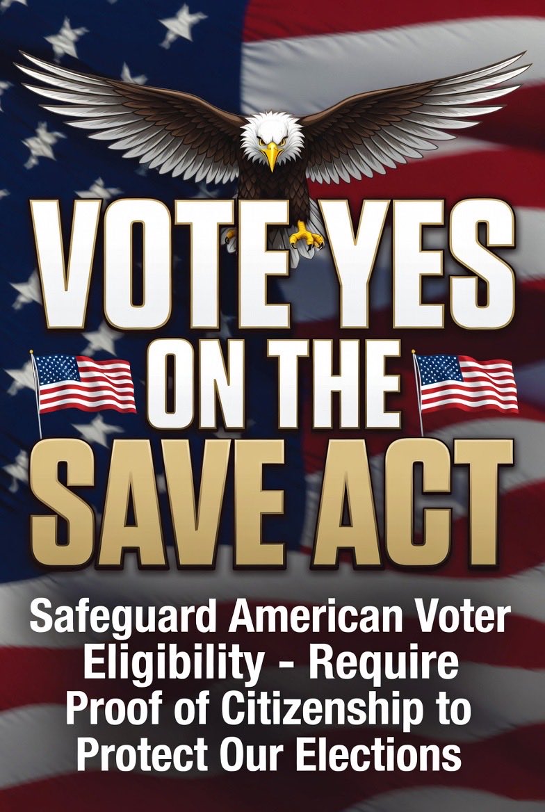 Jan812314's tweet photo. The Senate is back in session. It’s high time they pass the SAVE Act.

The House already did its job. Let’s get this done, Senate Leader Thune!

Requiring proof of citizenship to register and a photo ID to vote is a basic election-integrity measure.

Only citizens should decide American elections.

No more delays. Get the SAVE America Act done.
