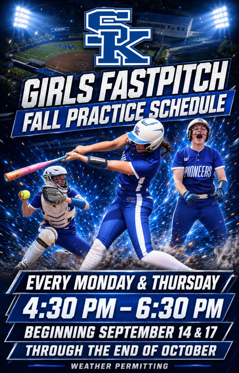 SkhsFastpitch's tweet photo. Open to all eligible 7-12 graders. Physical must be updated in Arbiter or you cannot participate. https://t.co/jAdGW2VKWG