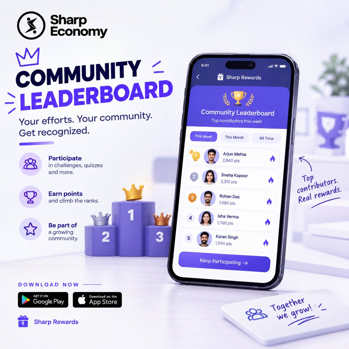 SharpEconomy's tweet photo. What makes a leaderboard motivating? 🏆

Community Leaderboard in Sharp Rewards gives participation a visible place — track your progress, see where you stand, and stay connected with the community.

What motivates you most on a leaderboard?

#SharpRewards https://t.co/KhowuUUwOI