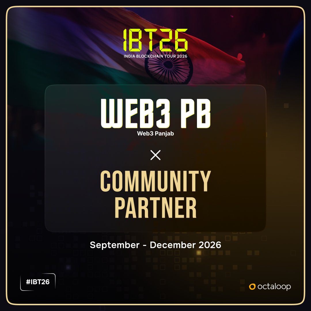 IBTxOfficial's tweet photo. Punjab's Web3 scene doesn't need a permission slip.
@Web3Panjab = Community Partner for #IBT26.
North India, show up. Sep–Dec.
Balle. https://t.co/H7NzS6PLrb