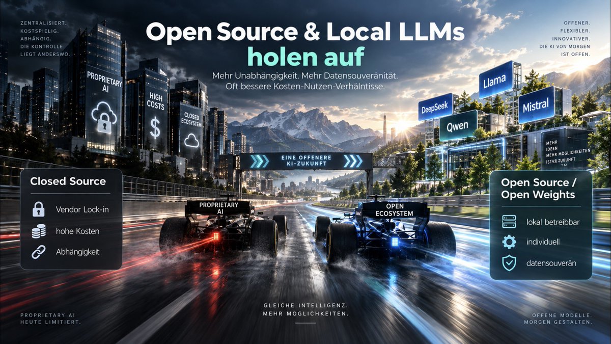 _PetkovicD_'s tweet photo. 🚀 Die #TopTier-#KI liefert sich ein #KopfAnKopfRennen, doch #OpenSource &amp; #OpenWeights holen auf! Für #Unternehmen ist der #VendorLockIn oft der falsche Weg. #LokaleLLMs bieten #Unabhängigkeit &amp; #maßgeschneiderte #100Prozent-Lösungen. Zeit für ein #Umdenken!

#AI #Tech https://t.co/n2zJXHKTlt