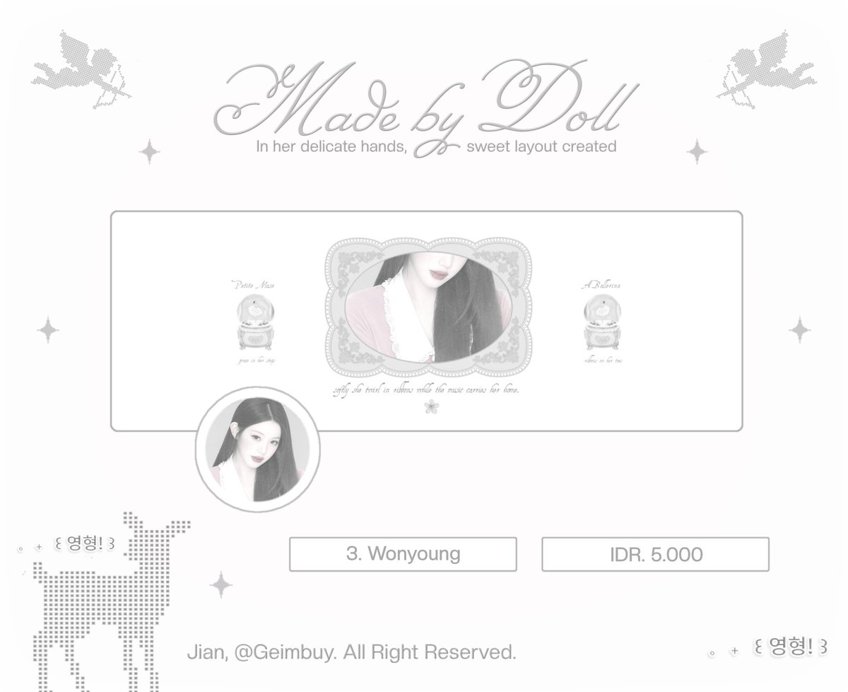 Geimbuy's tweet photo. ㅤㅤ
help  repost,  thankyou  so  much.  

halo,  aku  membawa  12  layout  ready  stock  wonyoung  &amp;  yuha.  price  on  pict,  free  retext,  get  ava  png.  take  di  dm  atau  tele,  yaa. scroll  for  more.  ♥︎

———   #bealanja  #zonauang 
ㅤㅤ https://t.co/4bCYYln0Qg