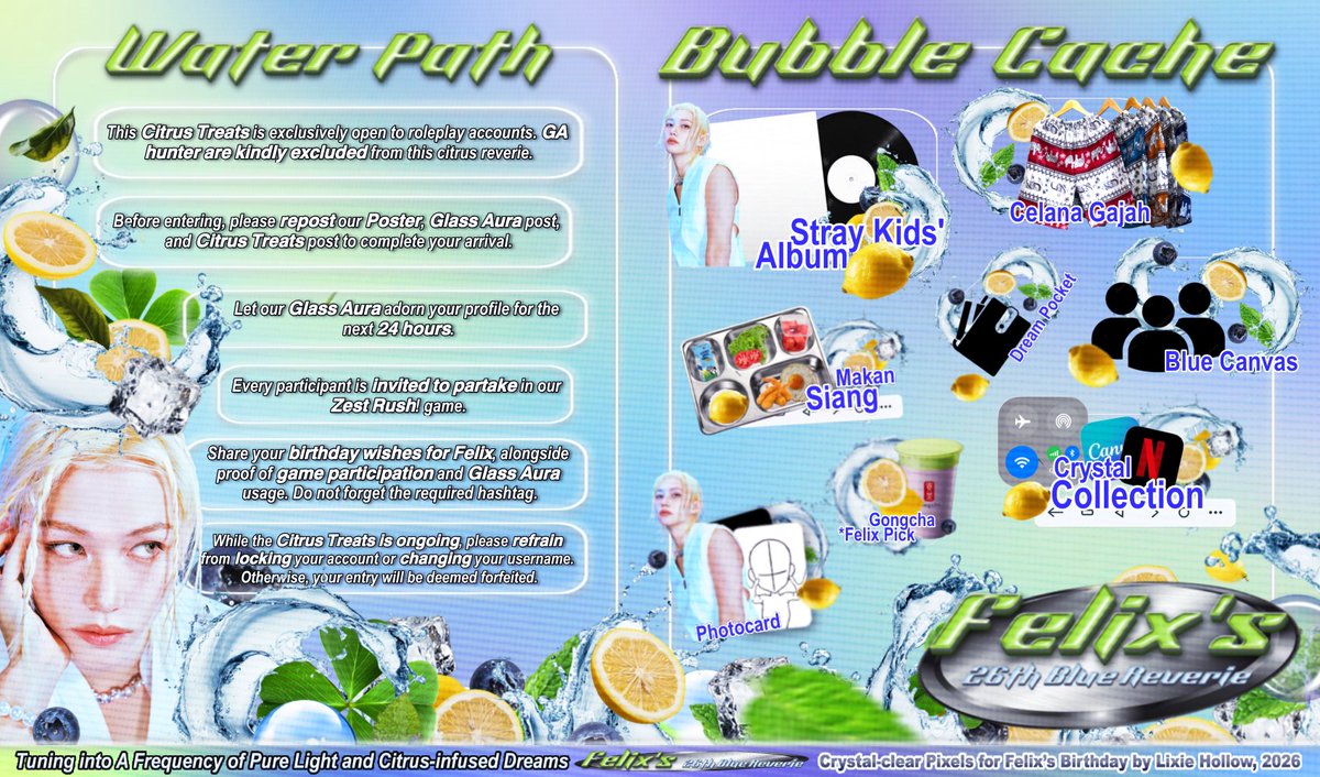 LixieHolIow's tweet photo. ⠀
🍀 Poppin’ bubbles sparks joy between summer-lit party with the Sunshine himself, Felix, right on his level-up day. 𝗖𝗶𝘁𝗿𝘂𝘀 𝗧𝗿𝗲𝗮𝘁𝘀 brings along another batch of fun to enjoy together while basking under the holiday heat. ☆ ۪ ⸼۫
⠀ https://t.co/XJLJJoLngo