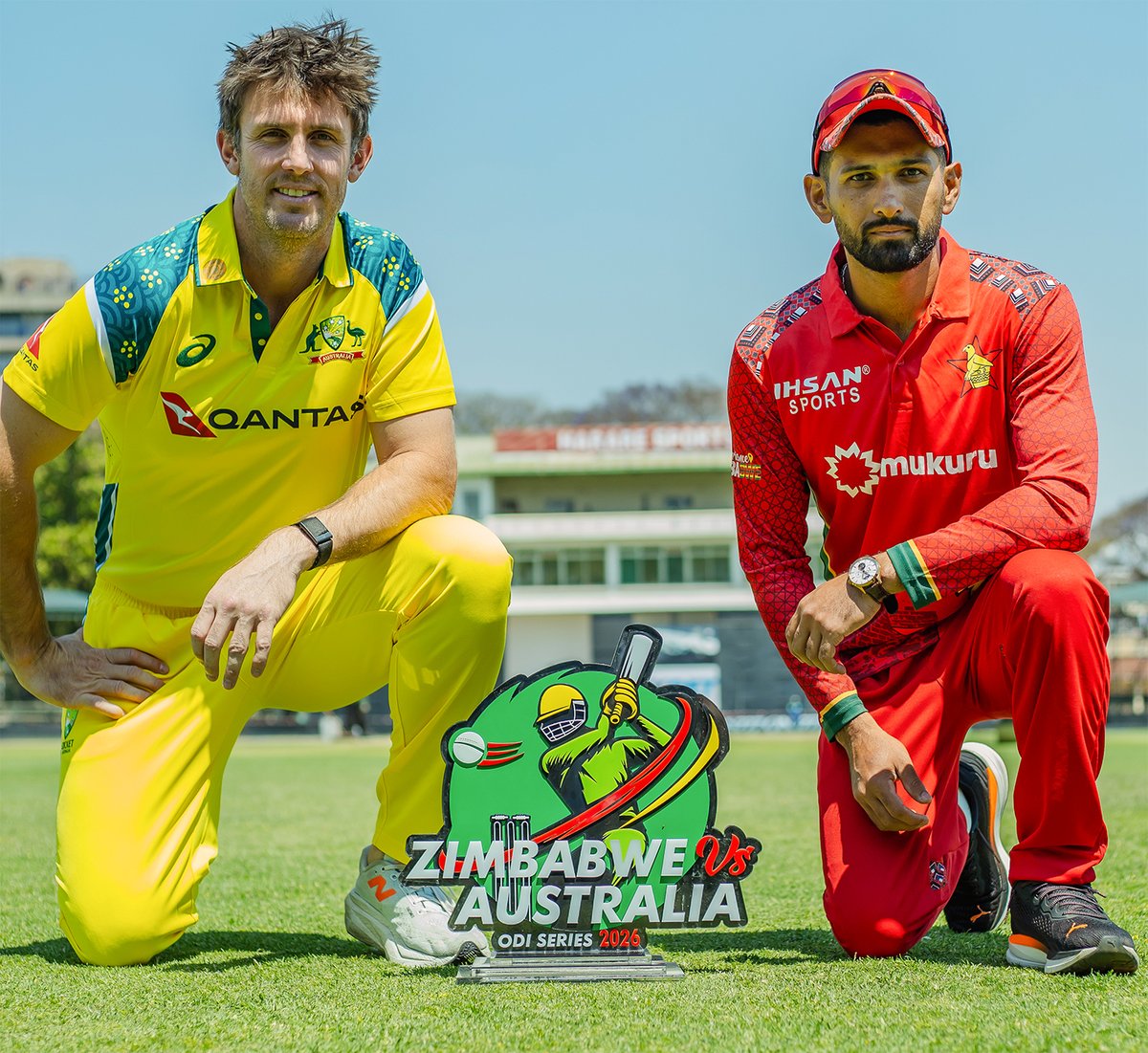 ZimCricketv's tweet photo. Let the battle begin 🇿🇼⚔️🇦🇺

The ODI series trophy has been unveiled 🏆

#ZIMvAUS #ExperienceZimbabwe https://t.co/S0U6SEfEKY
