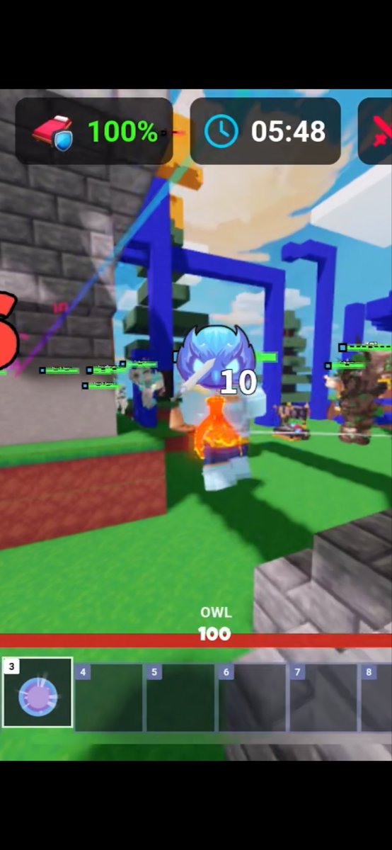 XxCaseyx7's tweet photo. @RobloxBedWars Plssssss remove this for mobile players. 😭 I can’t even see nothing but this big bird head.  Can u please make it on the side or something? https://t.co/45kQSRFb7F