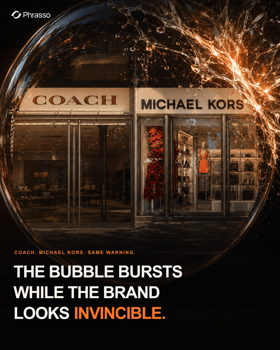 iannoblee's tweet photo. @MichaelKors and @Coach let their distribution spiral out of control.

Since the beginning of retail, investors and operators have confused sales volume with brand health.

They were measuring the bubble, not the brand. 

Then the bubble burst.

#Coach #MichaelKors #Brands #Luxury #Retail