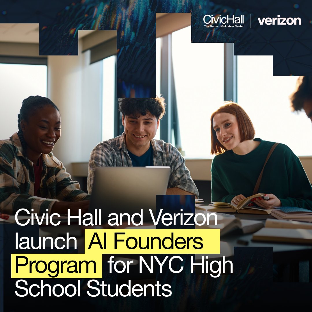FedcapGroup's tweet photo. #NEWS: @civichall and @verizon today announced the launch of the AI Founder Program, a four-week accelerator that will teach NY high school students to meaningfully engage with AI.

Learn more: https://t.co/YZudEWS3tt https://t.co/j8wyQMi3KH
