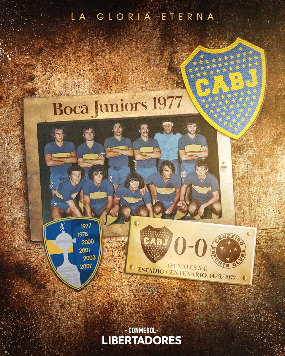 Libertadores's tweet photo. 🏆💙💛 ¡La primera de las seis para @BocaJrsOficial! Un día como hoy, en 1977, conquistaba la #GloriaEterna https://t.co/4PRm3ZEOin