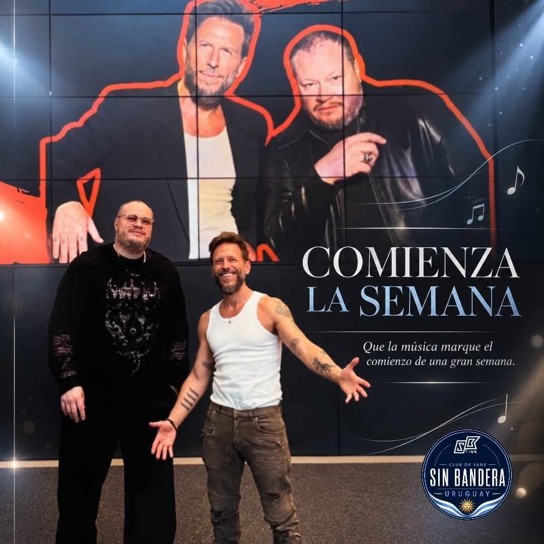 FCSinBanderaUru's tweet photo. Una nueva semana comienza y la música siempre encuentra la forma de acompañarnos. 🎶💙
Que no falten esas canciones de @sinbandera, @NoelSchajris y @LeonelGOficial que hacen cada día un poquito mejor.
#sinbandera #uruguay https://t.co/01eaG7frae