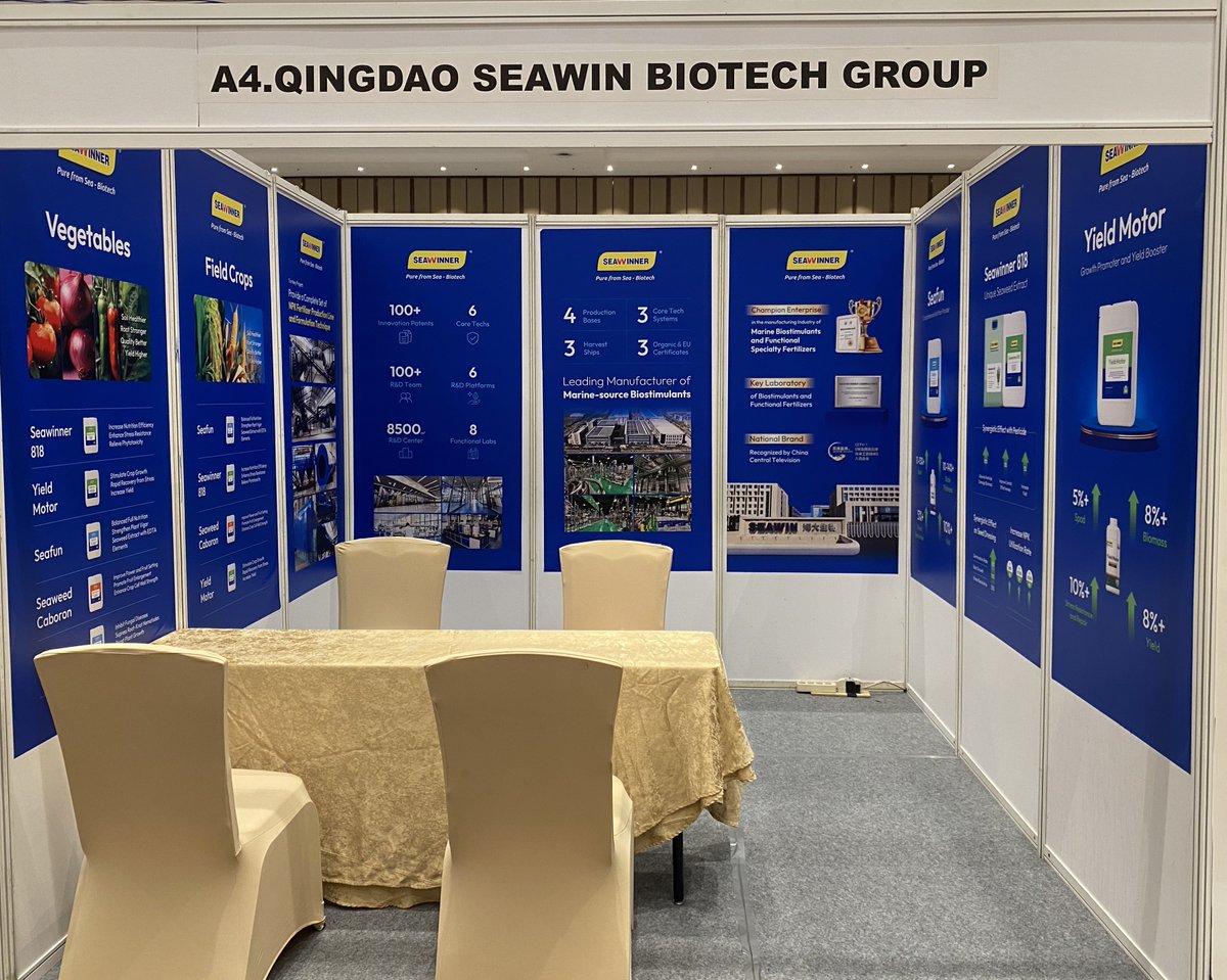 SalesSeawinner's tweet photo. Warmly welcome you to visit our booth at A4.
#AgrochemBIZShow #Seawinbiotechgroup #Seawin #Seawinner #Biostimulant #Seaweedextract https://t.co/may3n8XGcj
