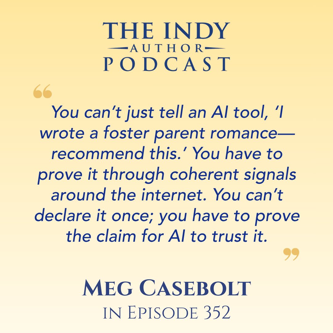 TheIndyAuthor's tweet photo. From The Indy Author Podcast Episode 352 - Building AI Trust to Improve Book Discoverability with Meg Casebolt
#amwriting #amcreating #indieauthors #bookmarketing #AIsearch #bookdiscoverability #SEO
Interview video at https://t.co/aVIptnasjh
Show notes at https://t.co/MvNy7W8eXF https://t.co/xTOjVIQjni