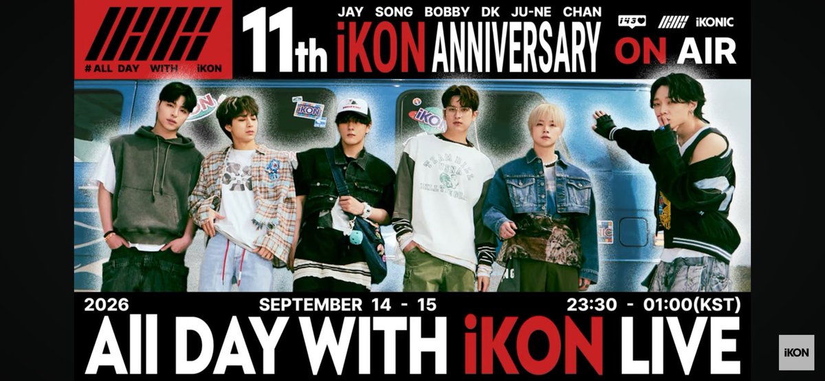 TEAMKONY_TH's tweet photo. 🎉 iKON 11th Anniversary LIVE 🫶🏻

มาฉลองครบรอบเดบิวต์ 11 ปีไปพร้อมกับ iKON ย้อนความทรงจำ และโมเมนต์พิเศษที่ iKONIC ไม่ควรพลาด ❤️

📺 รับชม LIVE ได้ที่
YouTube LIVE: https://t.co/qZyVs7833G

#iKON #아이콘 https://t.co/hLnNGoqx93