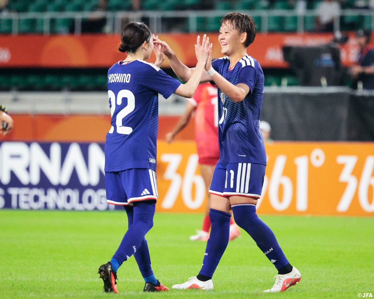 jfa_nadeshiko's tweet photo. 🔹なでしこジャパン🔹

中嶋淑乃、宝田沙織の2選手がハットトリックを達成👏✨
大量8得点で、大会初戦を勝利で飾りました💪

第2戦は17日(木)19:30からベトナムと対戦します🇻🇳
次戦もたくさんの応援をよろしくお願いします📣

@AsianGames_2026 #IPPO
#なでしこジャパン #サッカー日本代表 https://t.co/8bVXJzVjvd