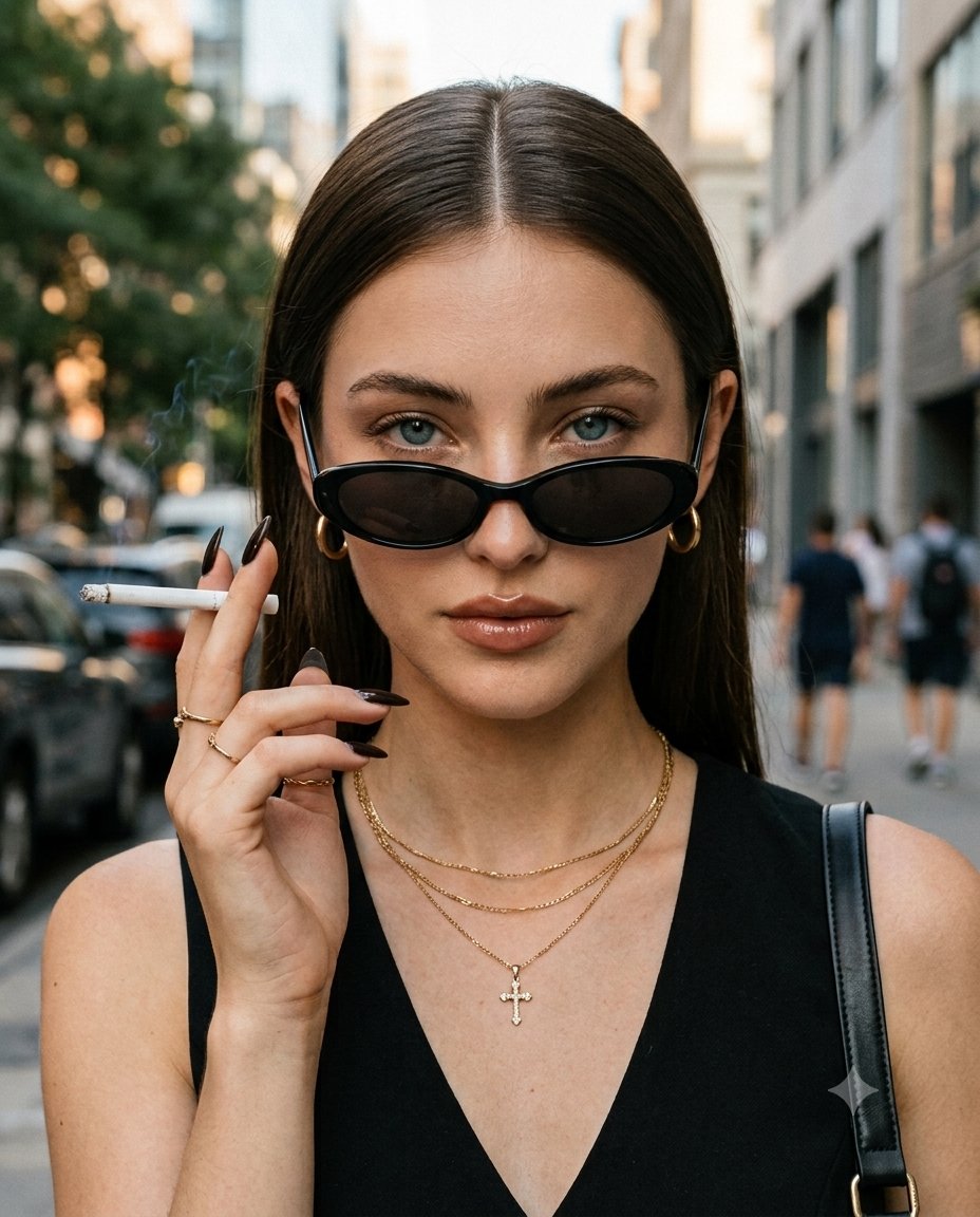 Lowered Sunglasses Street Portrait