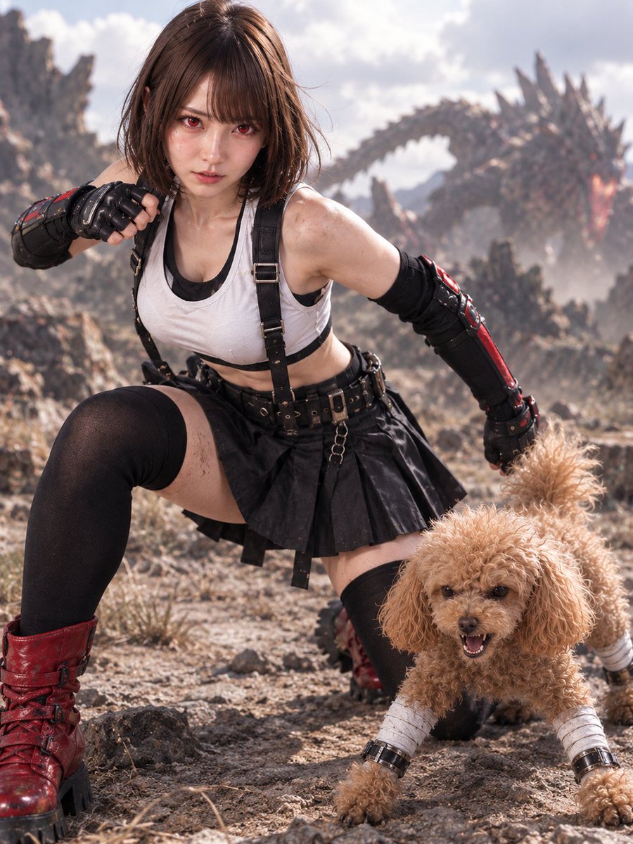 mamichan_jpn's tweet photo. おはよう☀️今日は有名ゲームのコスだよ🎮
格闘スタイルの衣装、わかる人は多そう✨
きなこも臨戦態勢で参戦してるよ🐶
何のゲームかわかる人はリプ欄で教えてね🍥
きなこ、うなり声だけは一人前だね😆
#Cosplay #GameCosplay #MaidDog #KawaiiJapan https://t.co/V6fyB97EbC