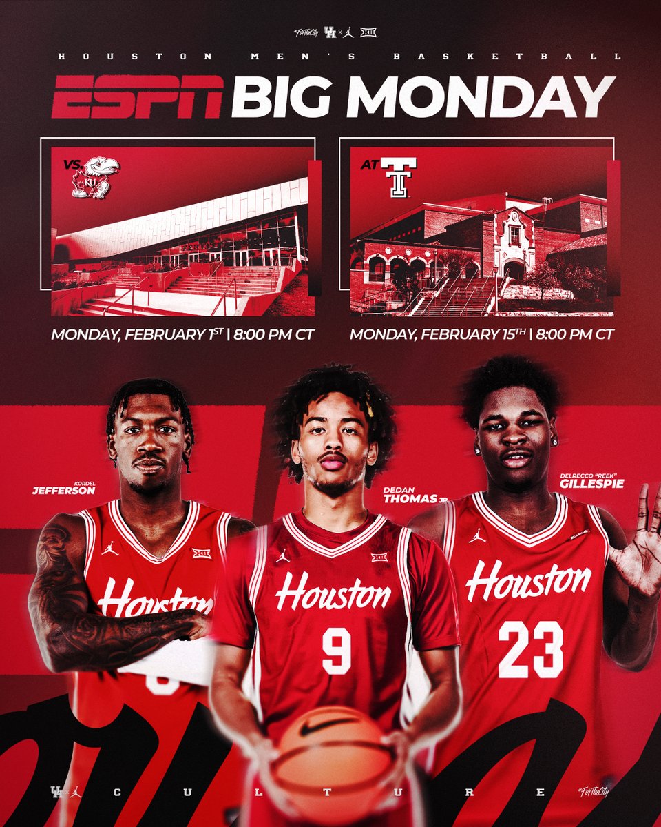 UHCougarMBK's tweet photo. Big games on Big Monday on ESPN...

Can't wait!

🔗 – https://t.co/6Sg2DLQtdg
🗓️ – https://t.co/7hV2SSRVrJ

#ForTheCity x #GoCoogs https://t.co/0Ok0e4ZM9J