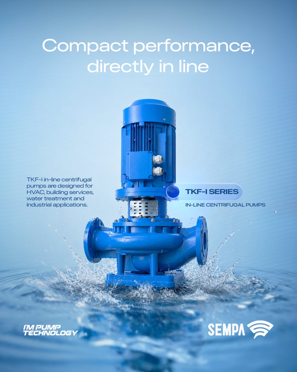 sempapump's tweet photo. 🇬🇧 The TKF-I Series In-Line Centrifugal Pumps are designed for HVAC, building services, water treatment, pressure boosting and industrial applications.
#Sempa #Pump #impumptechnology #TKFISeries #InlinePumps #HVAC #BuildingServices #IndustrialPumps https://t.co/stvTMBunib