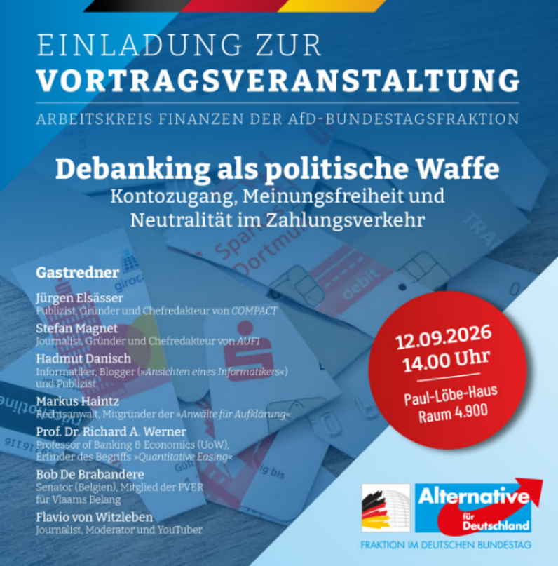 Haintz_MediaLaw's tweet photo. Meinungsfreiheit bei der AfD?
Die Spitze der @AfDimBundestag lädt bei der Vortragsveranstaltung zum Thema "Debanking als politische Waffe" @JurgenElsasser kurzfristig aus und lässt durch die Moderatorin wahrheitswidrig mitteilen, Elsässer habe selbst abgesagt.
Uns wurde von mehreren Mitarbeitern, die für die Organisation der Veranstaltung verantwortlich waren, glaubhaft versichert, dass die Abladung durch die Fraktionsspitze erfolgte. Man könne dagegen leider nichts machen. Zitat: "Ober sticht Unter."
Hintergrund dürfte offenkundig die (der Partei bekannte) außenpolitische Position von Elsässer sein, der in durchaus heftiger Opposition zu den USA und Israel steht.
AUF1-Chefredakteur Stefan Magnet und ich haben das obige Vorgehen deutlich kritisiert, auf die Gefahr hin, dass wir nie wieder zur AfD eingeladen werden.