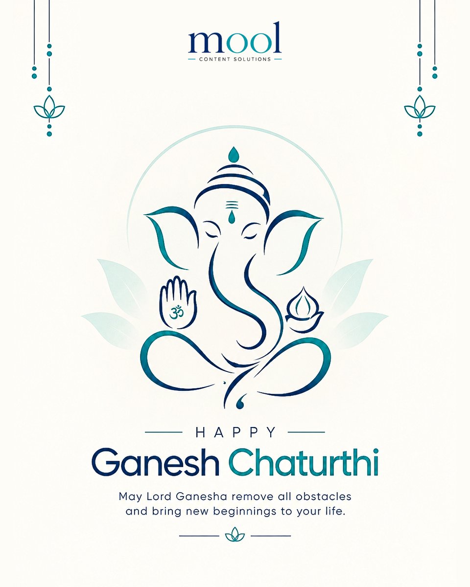 Mool_Content's tweet photo. May Lord Ganesha bring fresh ideas, new beginnings and plenty of reasons to smile. ✨

Wishing you and your loved ones a very Happy Ganesh Chaturthi! https://t.co/7gaT4jglHb