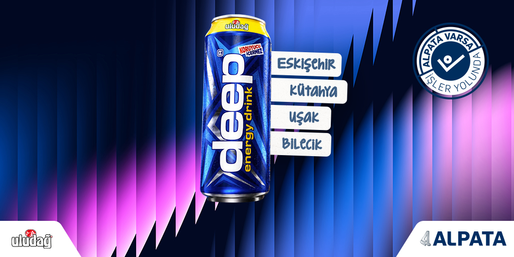 alpata_as's tweet photo. Enerji ihtiyacına pratik ve lezzetli bir seçenek sunan Uludağ Deep Enerji İçeceği, Alpata güvencesiyle Eskişehir, Kütahya, Uşak ve Bilecik'te her yerde.

#alpataileheryerde #Uludağ #Deep #AlpataGüvencesiyle https://t.co/bPaO7zOinQ