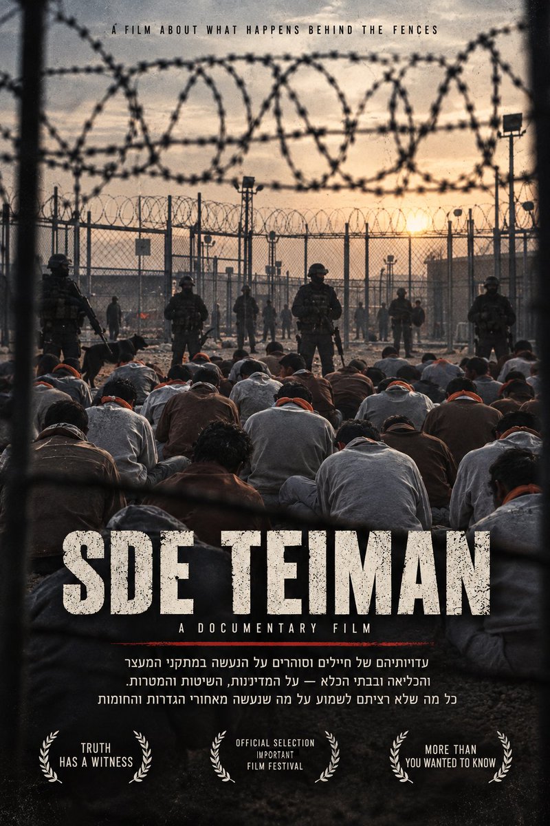 RonenEidelman's tweet photo. Loved NAZA? Horrified? cry? Angry?

Wait for SDE TEIMAN

Testimonies of soldiers &amp; prison guards from inside detention facilities and prisons— the policies, methods, objectives

Everything you never wanted to hear about what happens behind the fences and walls.

Coming soon! https://t.co/Oxrt5QVSpL