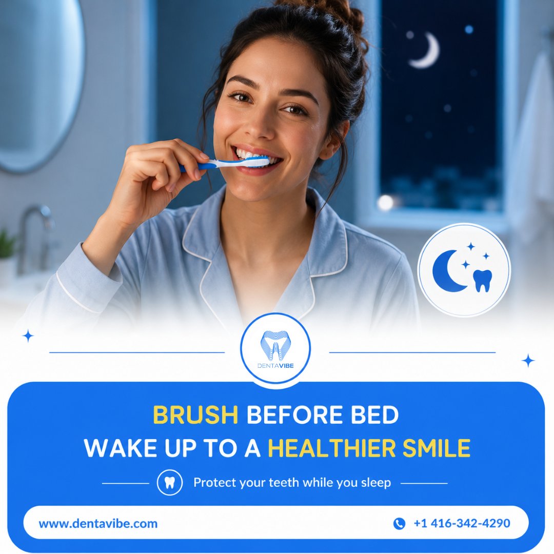 dentavibe's tweet photo. 🦷 Small habits, big impact! Brush before bed and wake up with a healthier, brighter smile. ✨ https://t.co/HzMlTOQYeX