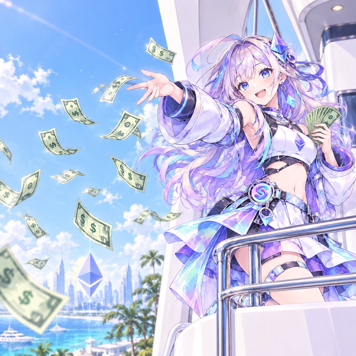 FusechanX's tweet photo. Fuse-chan distributing the fruits of onchain capitalism. https://t.co/hxTE43kOmi