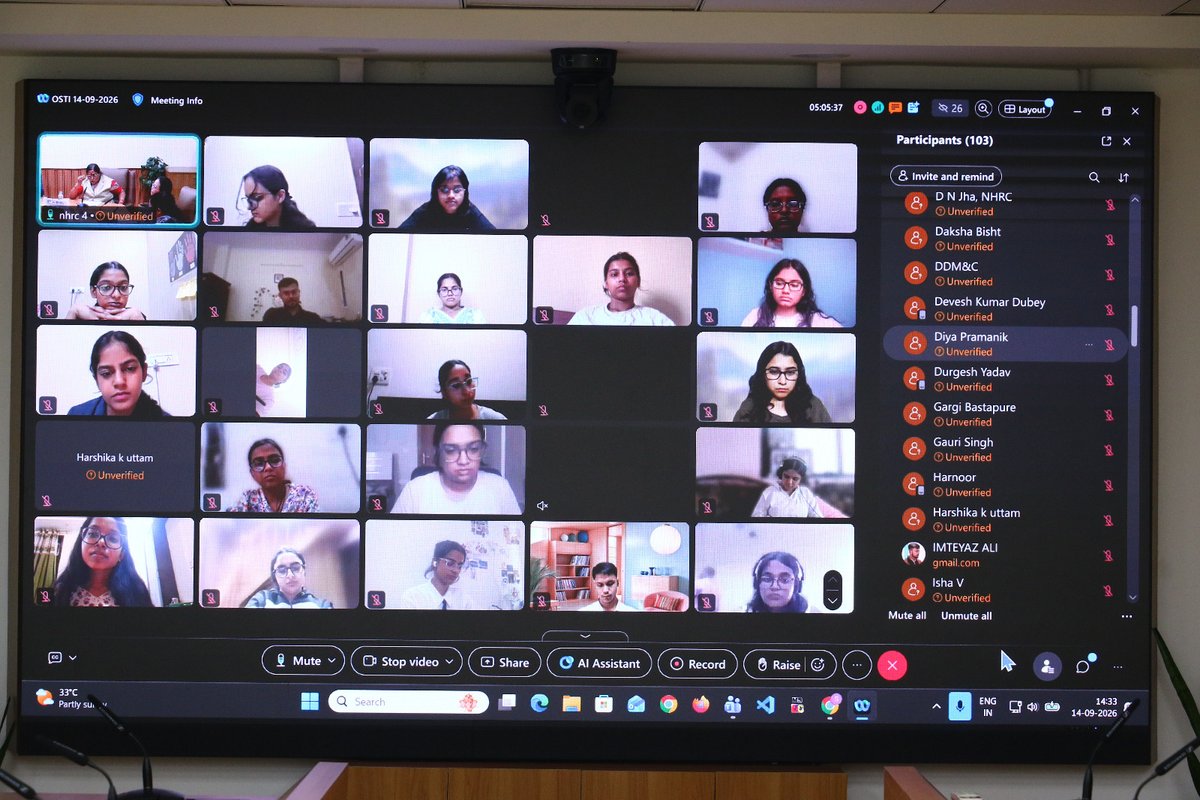 India_NHRC's tweet photo. NHRC, India’s two-week Online Short-Term Internship Programme in September 2026 begins. Chairperson, Justice V. Ramasubramanian urges interns to reflect on the purpose behind joining the internship to make the best use of its learning opportunities. https://t.co/AsjclIchY0