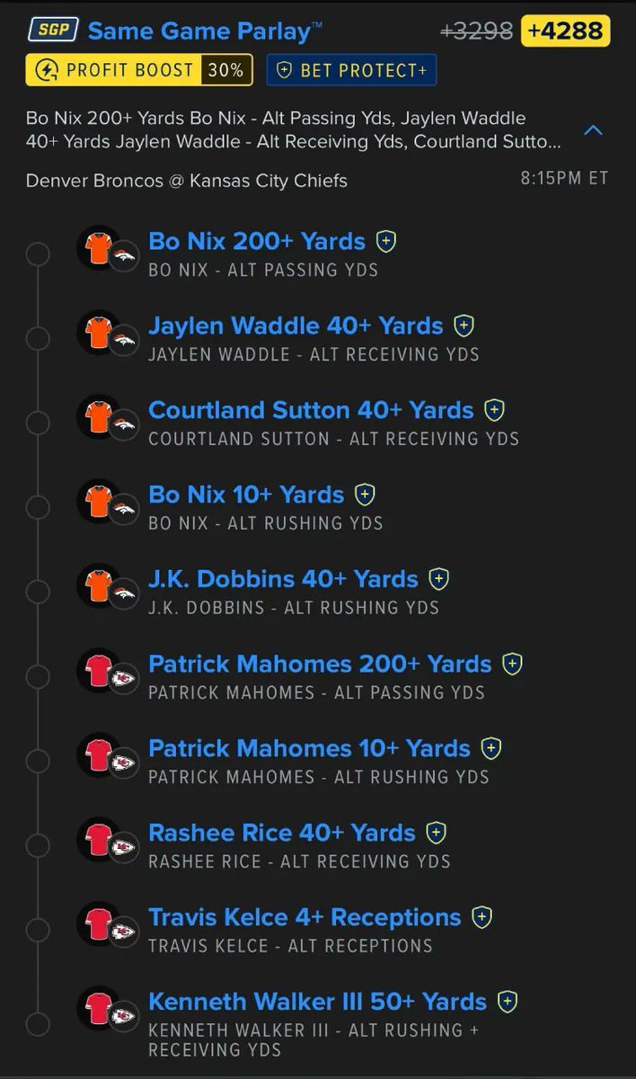 skeelo_green's tweet photo. MONDAY NIGHT FOOTBALL!!! 🏈🏈🏈
Broncos @ Chiefs - SGP 
#broncoscountry
#ChiefsKingdom

Let’s WRAP up NFL Week #1 with a BANG! 🔥 💰 💥 

@Tails_Picks https://t.co/ljJPrxaV0K